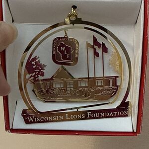 Wisconsin Lions Foundation 24K Gold Flashed Brass Christmas Ornament